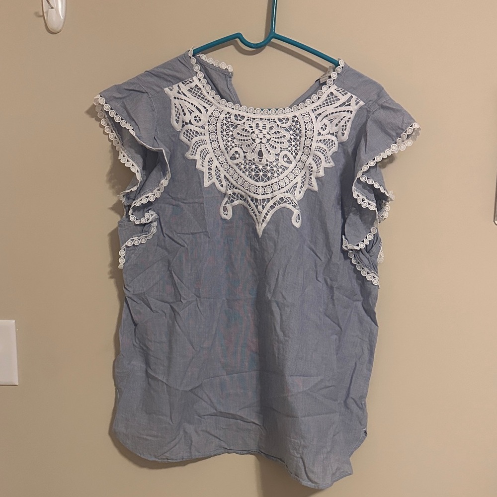 White Lace Trim Women's Top.
